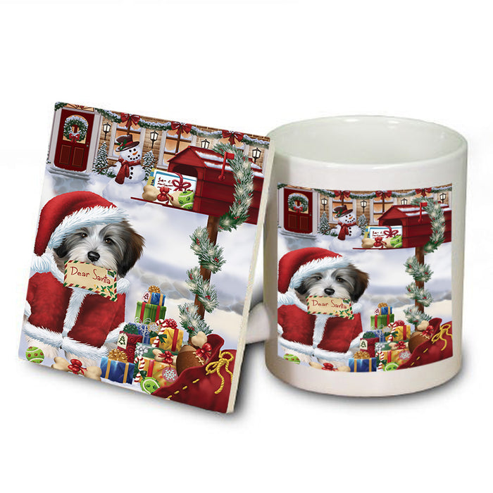 Tibetan Terrier Dog Dear Santa Letter Christmas Holiday Mailbox Mug and Coaster Set MUC53928