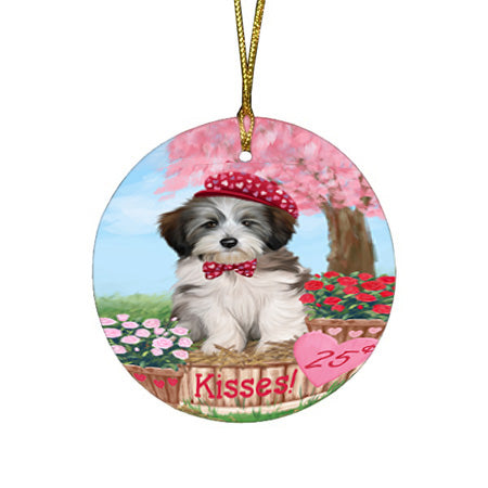 Rosie 25 Cent Kisses Tibetan Terrier Dog Round Flat Christmas Ornament RFPOR56604