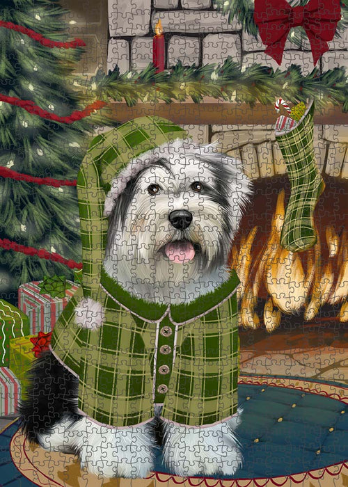 The Stocking was Hung Tibetan Terrier Dog Puzzle with Photo Tin PUZL90748