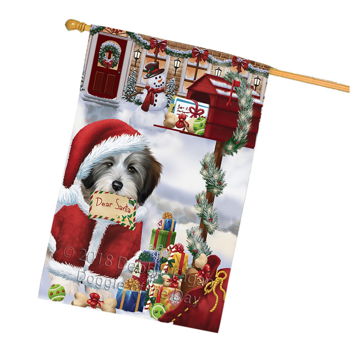 Tibetan Terrier Dog Dear Santa Letter Christmas Holiday Mailbox House Flag FLG54134