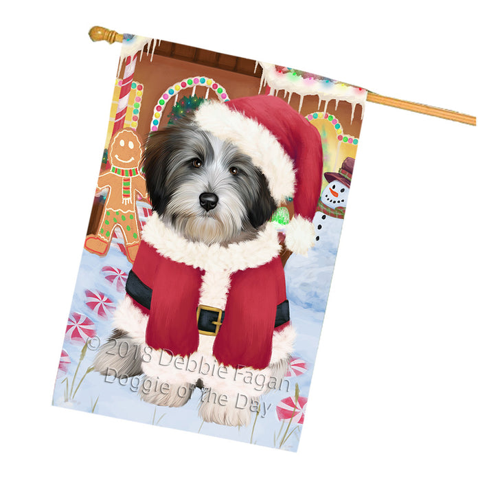 Christmas Gingerbread House Candyfest Tibetan Terrier Dog House Flag FLG57258