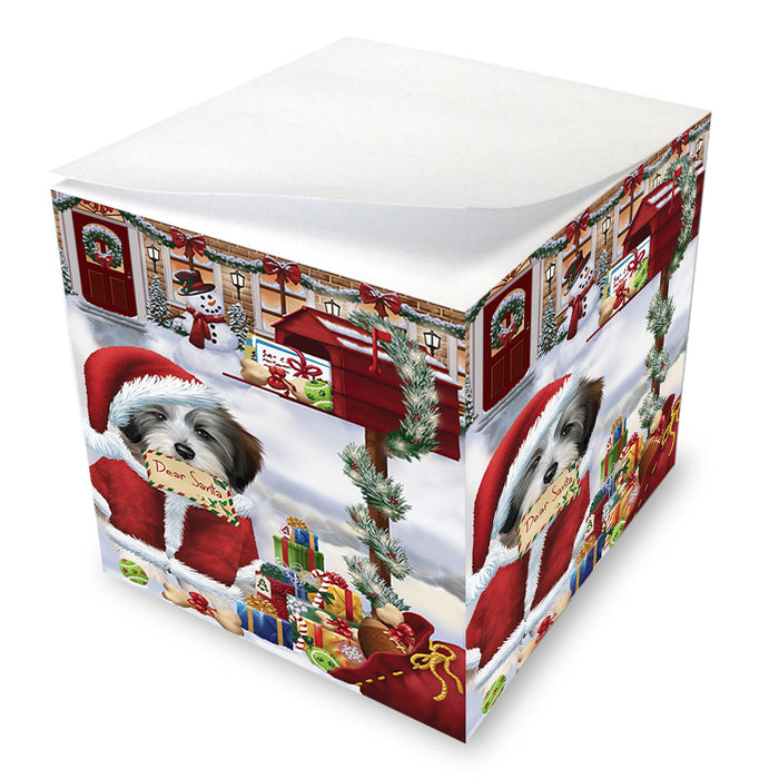Tibetan Terrier Dog Dear Santa Letter Christmas Holiday Mailbox Note Cube NOC55582