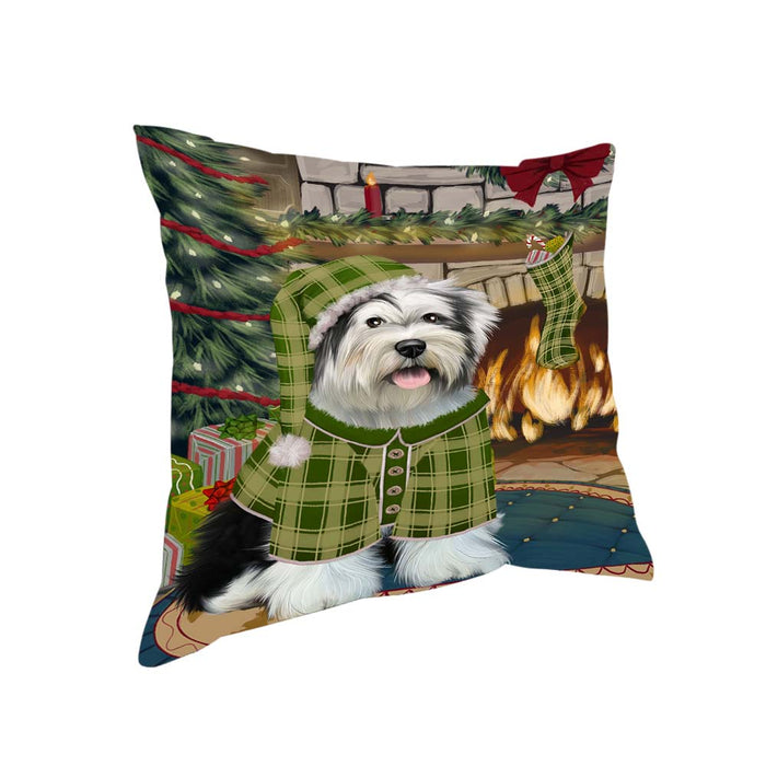 The Stocking was Hung Tibetan Terrier Dog Pillow PIL71472
