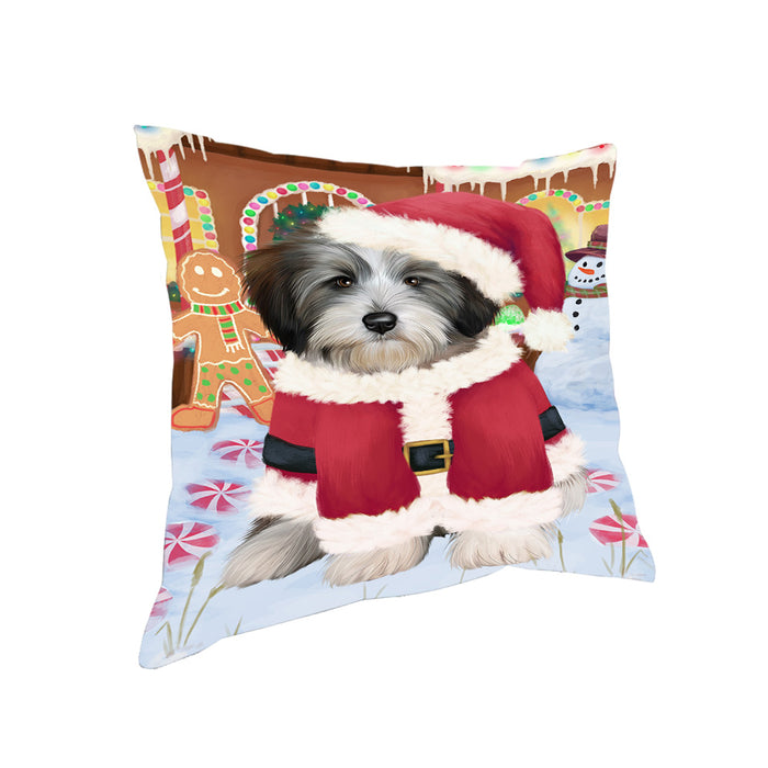 Christmas Gingerbread House Candyfest Tibetan Terrier Dog Pillow PIL80588