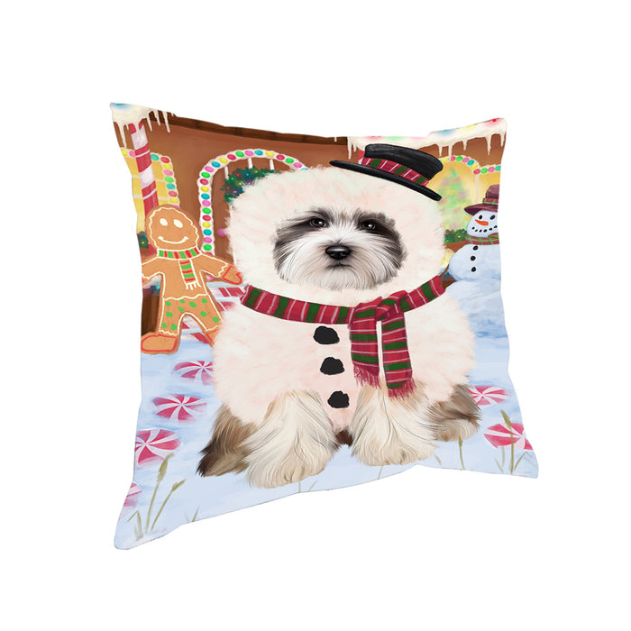 Christmas Gingerbread House Candyfest Tibetan Terrier Dog Pillow PIL80592