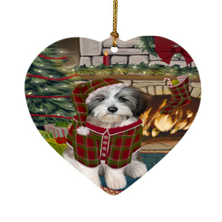 The Stocking was Hung Tibetan Terrier Dog Heart Christmas Ornament HPOR55993
