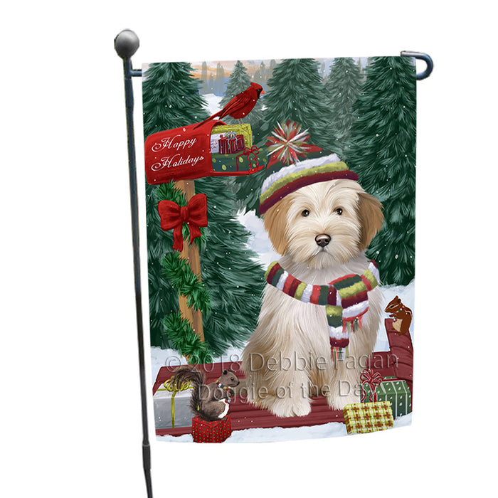 Merry Christmas Woodland Sled Tibetan Terrier Dog Garden Flag GFLG55349