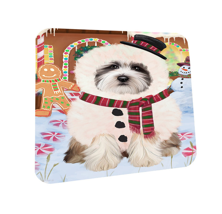 Christmas Gingerbread House Candyfest Tibetan Terrier Dog Coasters Set of 4 CST56533