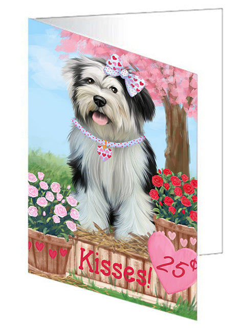 Rosie 25 Cent Kisses Tibetan Terrier Dog Handmade Artwork Assorted Pets Greeting Cards and Note Cards with Envelopes for All Occasions and Holiday Seasons GCD73262