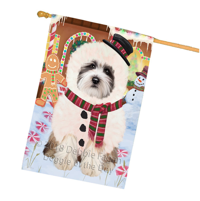 Christmas Gingerbread House Candyfest Tibetan Terrier Dog House Flag FLG57259