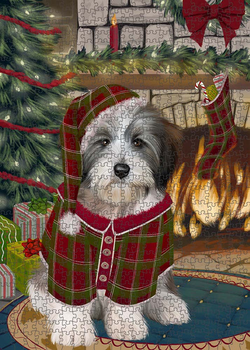 The Stocking was Hung Tibetan Terrier Dog Puzzle with Photo Tin PUZL90752