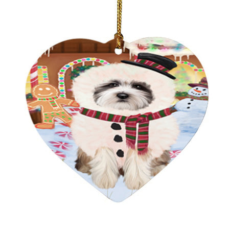 Christmas Gingerbread House Candyfest Tibetan Terrier Dog Heart Christmas Ornament HPOR56931