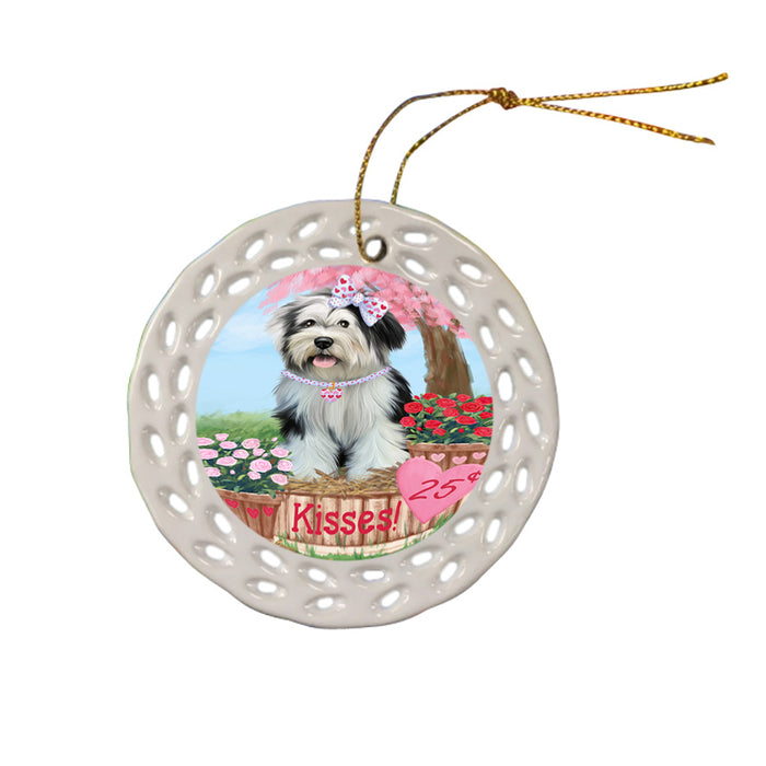 Rosie 25 Cent Kisses Tibetan Terrier Dog Ceramic Doily Ornament DPOR56605
