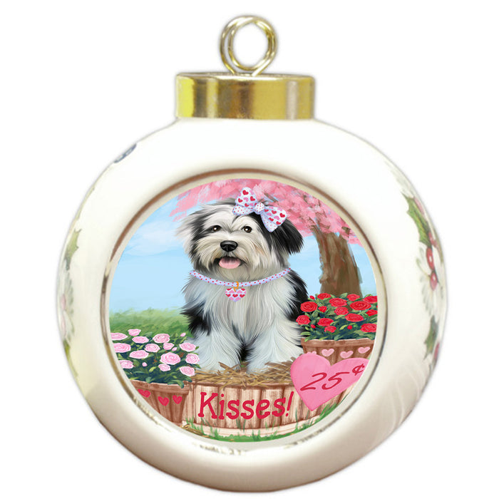 Rosie 25 Cent Kisses Tibetan Terrier Dog Round Ball Christmas Ornament RBPOR56605