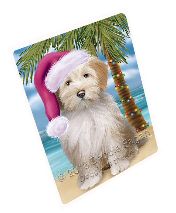Summertime Happy Holidays Christmas Tibetan Terrier Dog on Tropical Island Beach Cutting Board C68214