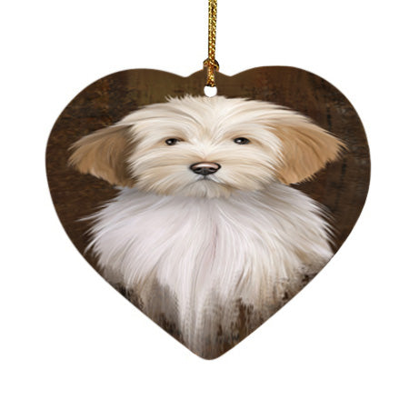 Rustic Tibetan Terrier Dog Heart Christmas Ornament HPOR54493
