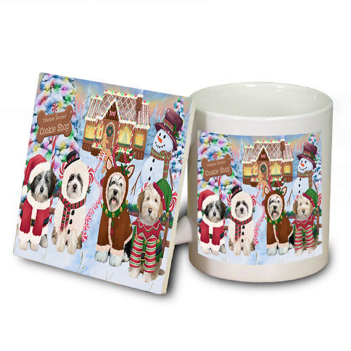 Holiday Gingerbread Cookie Shop Tibetan Terriers Dog Mug and Coaster Set MUC56618