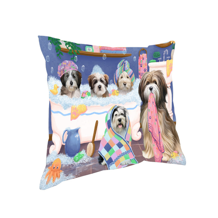 Rub A Dub Dogs In A Tub Tibetan Terriers Dog Pillow PIL81608