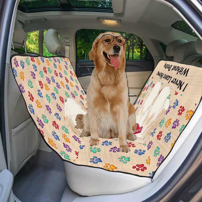 Personalized I Never Leave Home Paw Print Tibetan Terrier Dogs Pet Back Car Seat Cover