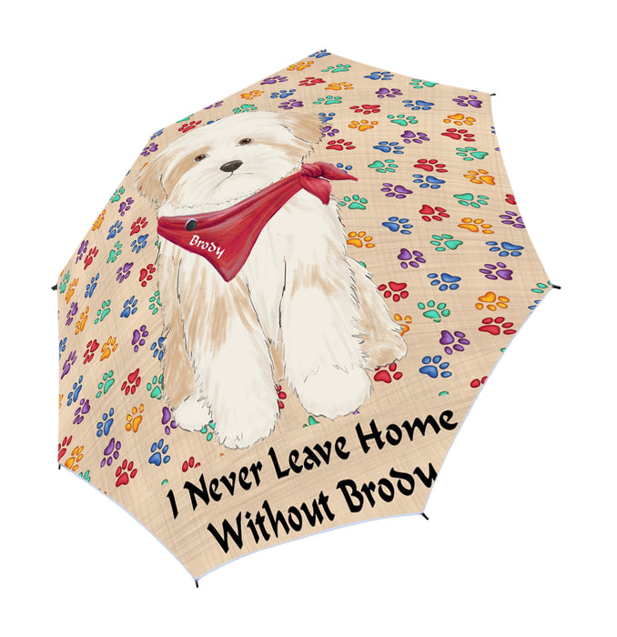 Custom Pet Name Personalized I never Leave Home Tibetan Terrier Dog Semi-Automatic Foldable Umbrella