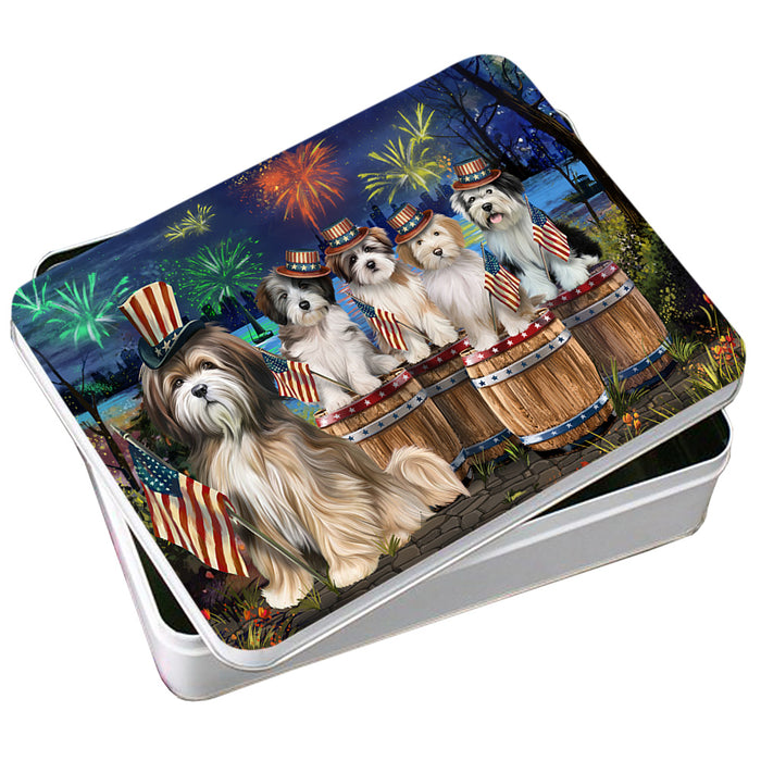 4th of July Independence Day Fireworks Tibetan Terriers at the Lake Photo Storage Tin PITN51056