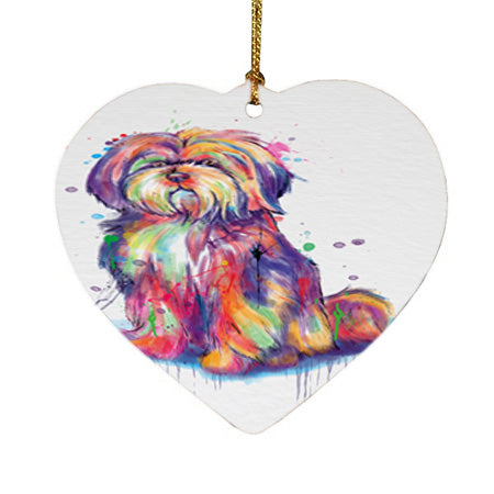 Watercolor Tibetan Terrier Dog Heart Christmas Ornament HPOR57405