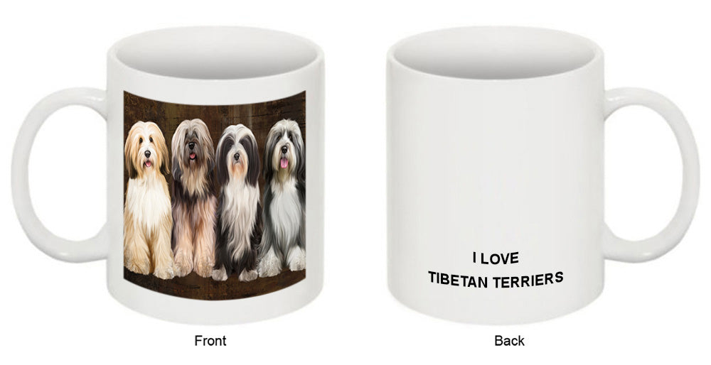 Rustic 4 Tibetan Terriers Dog Coffee Mug MUG49770