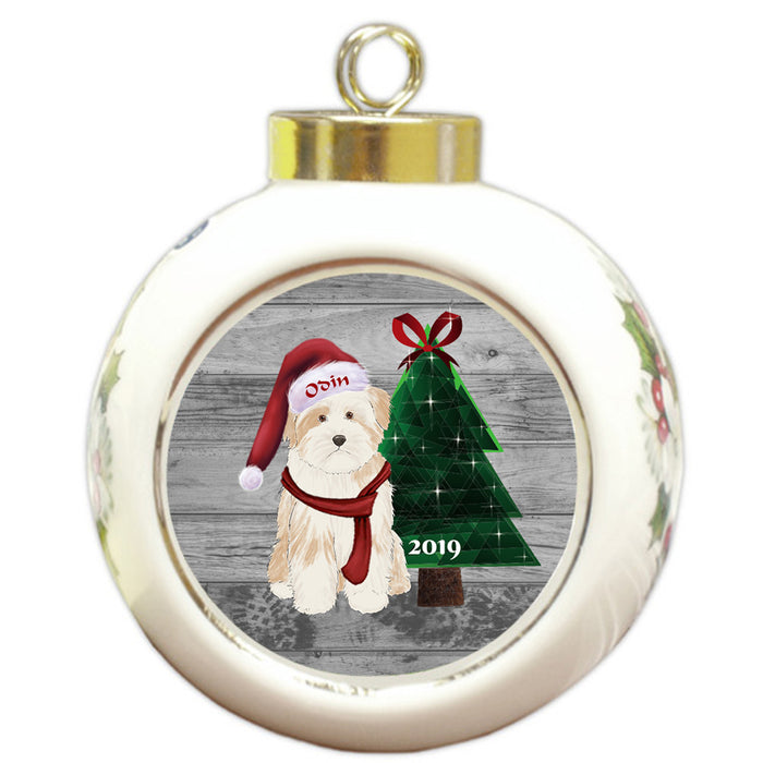 Custom Personalized Tibetan Terrier Dog Glassy Classy Christmas Round Ball Ornament