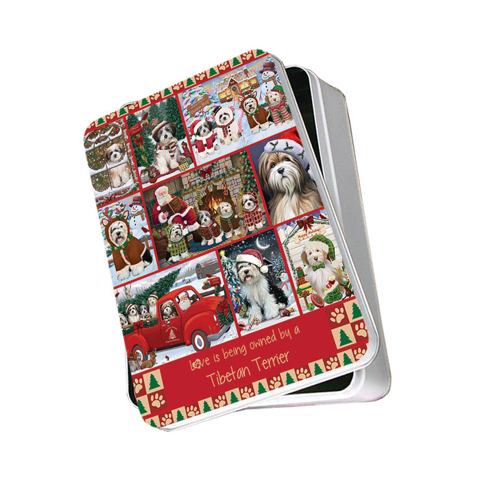 Love is Being Owned Christmas Tibetan Terrier Dogs Photo Storage Tin PITN57204