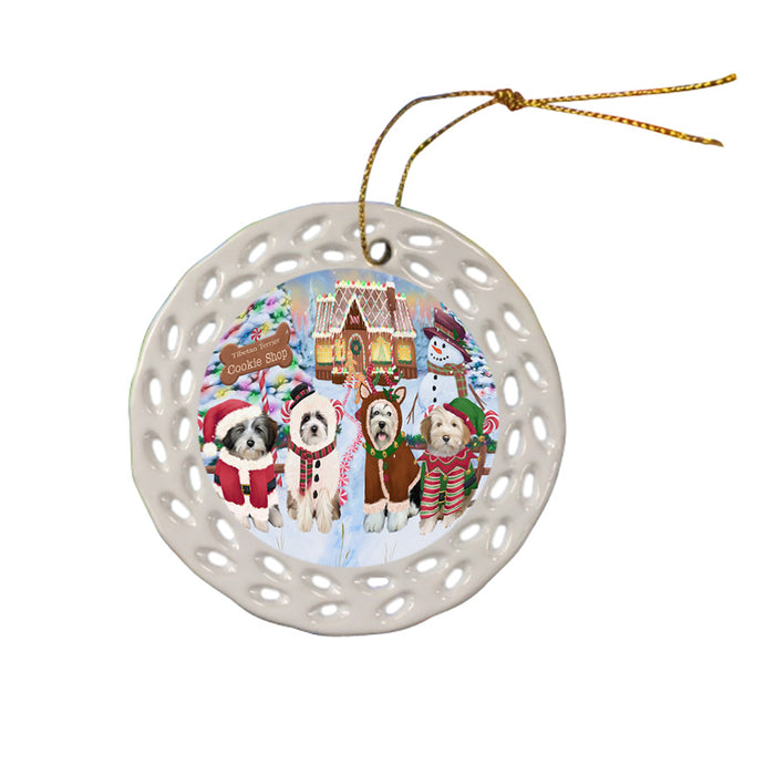 Holiday Gingerbread Cookie Shop Tibetan Terriers Dog Ceramic Doily Ornament DPOR56982