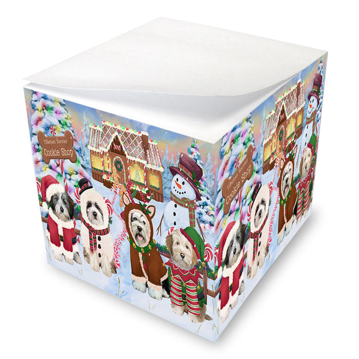Holiday Gingerbread Cookie Shop Tibetan Terriers Dog Note Cube NOC54698