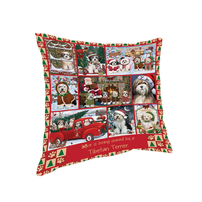Love is Being Owned Christmas Tibetan Terrier Dogs Pillow PIL85904
