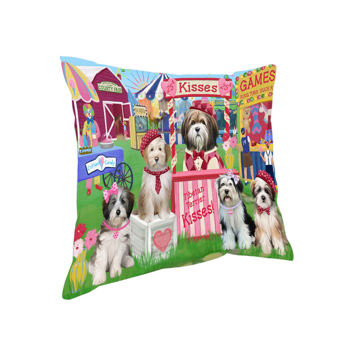 Carnival Kissing Booth Tibetan Terriers Dog Pillow PIL78468