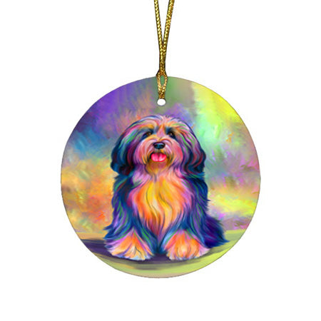 Paradise Wave Tibetan Terrier Dog Round Flat Christmas Ornament RFPOR57096