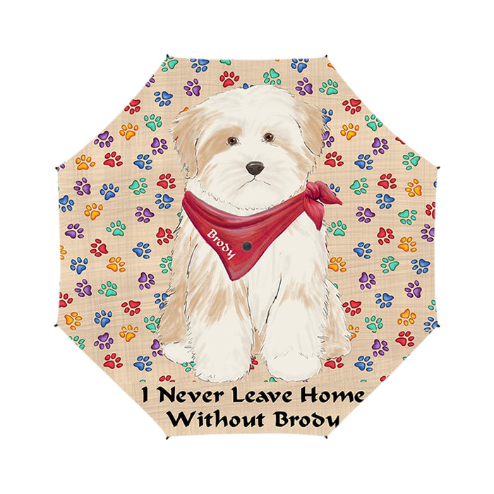 Custom Pet Name Personalized I never Leave Home Tibetan Terrier Dog Semi-Automatic Foldable Umbrella