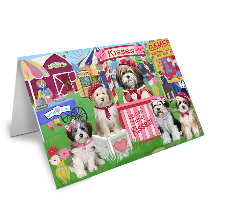 Carnival Kissing Booth Tibetan Terriers Dog Handmade Artwork Assorted Pets Greeting Cards and Note Cards with Envelopes for All Occasions and Holiday Seasons GCD72647