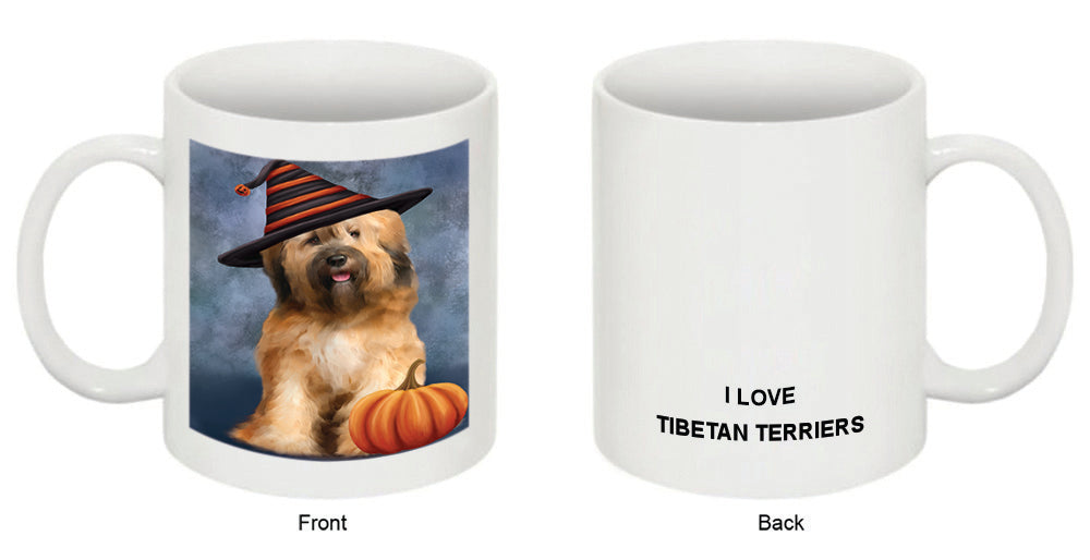 Happy Halloween Tibetan Terrier Dog Wearing Witch Hat with Pumpkin Coffee Mug MUG50223