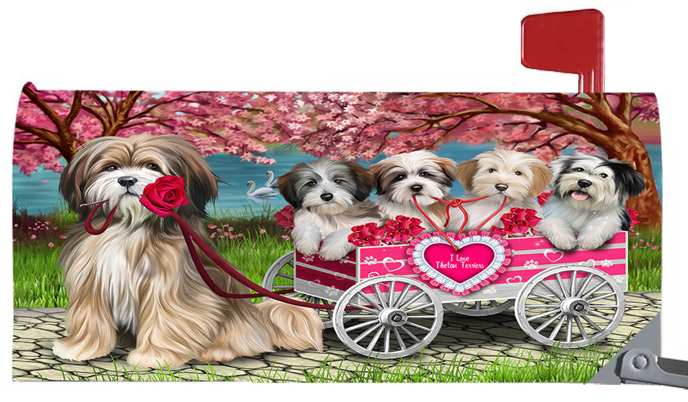 I Love Tibetan Terrier Dogs in a Cart Magnetic Mailbox Cover MBC48593