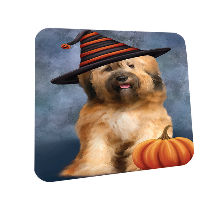 Happy Halloween Tibetan Terrier Dog Wearing Witch Hat with Pumpkin Coasters Set of 4 CST54783