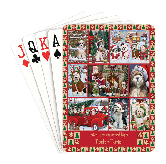 Love is Being Owned Christmas Tibetan Terrier Dogs Playing Card Decks