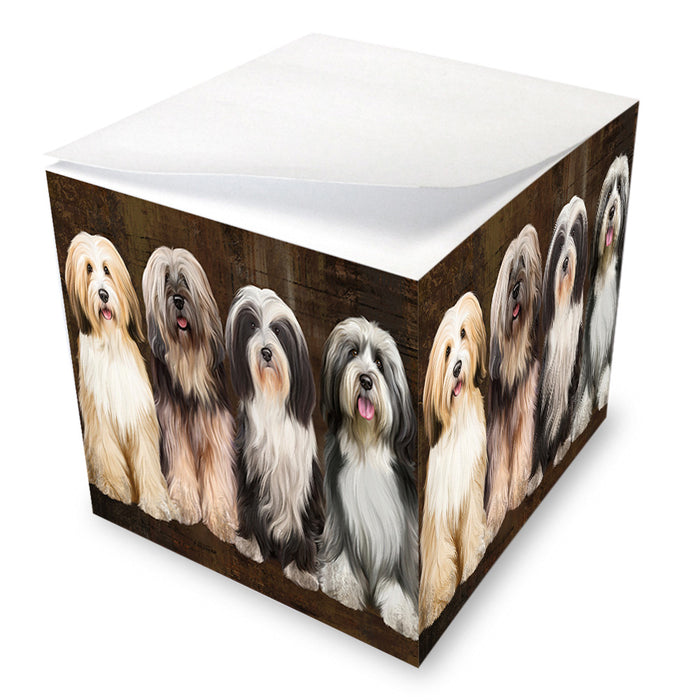Rustic 4 Tibetan Terriers Dog Note Cube NOC56018