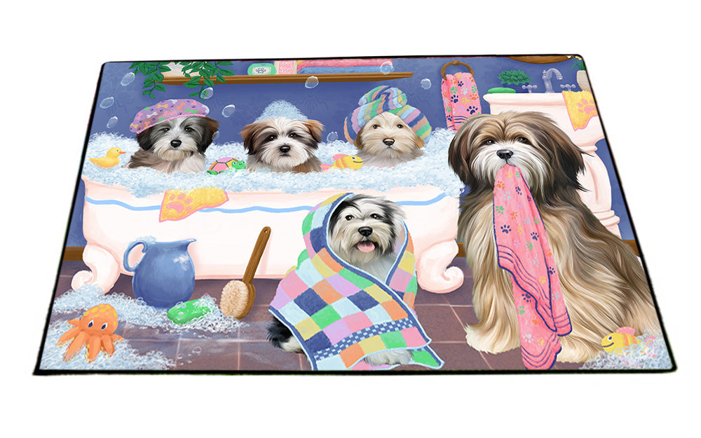 Rub A Dub Dogs In A Tub Tibetan Terriers Dog Floormat FLMS53670
