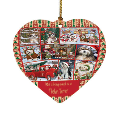 Love is Being Owned Christmas Tibetan Terrier Dogs Heart Christmas Ornament HPOR57888