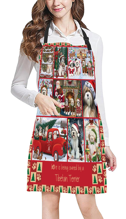 Love is Being Owned Christmas Tibetan Terrier Dogs Apron