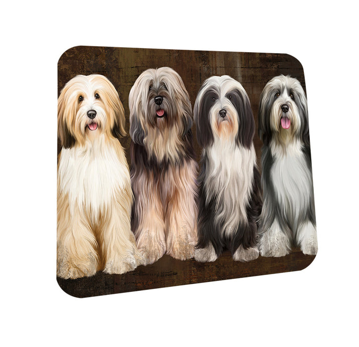 Rustic 4 Tibetan Terriers Dog Coasters Set of 4 CST54330