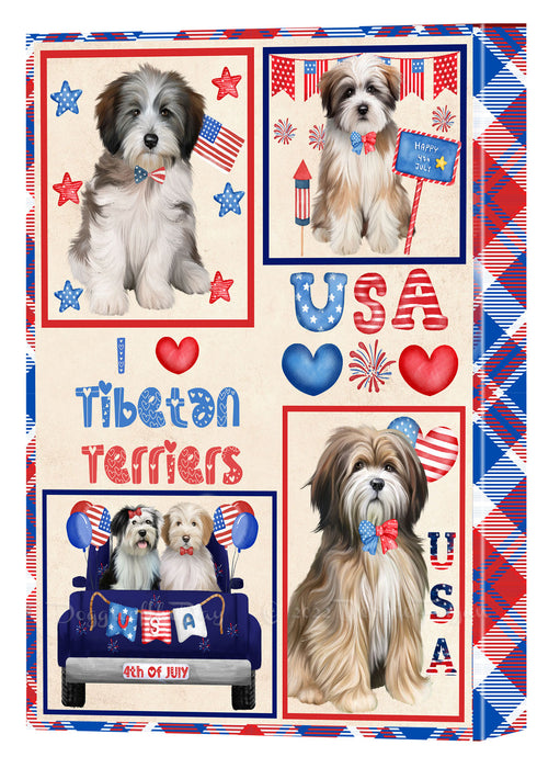 4th of July Independence Day I Love USA Tibetan Terrier Dogs Canvas Wall Art - Premium Quality Ready to Hang Room Decor Wall Art Canvas - Unique Animal Printed Digital Painting for Decoration