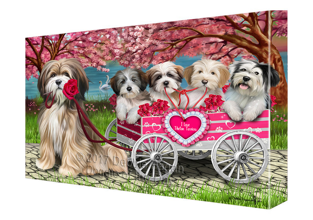 I Love Tibetan Terriers Dog in a Cart Canvas Wall Art CVS49575