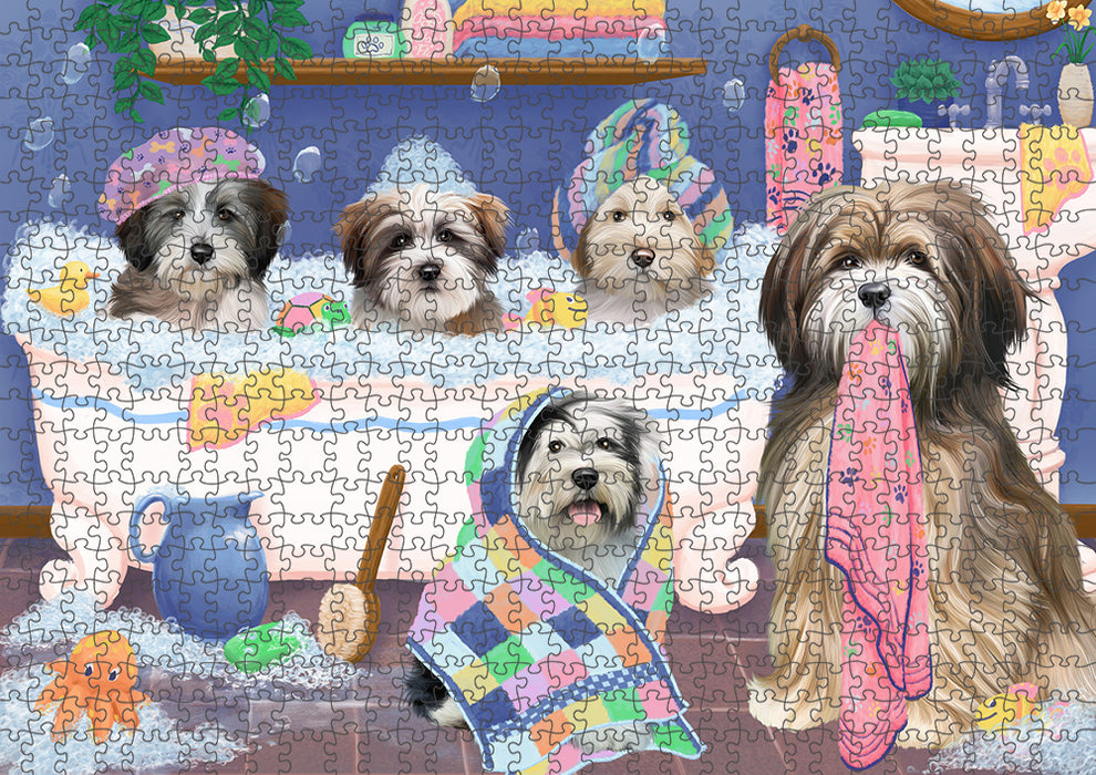 Rub A Dub Dogs In A Tub Tibetan Terriers Dog Puzzle with Photo Tin PUZL95516