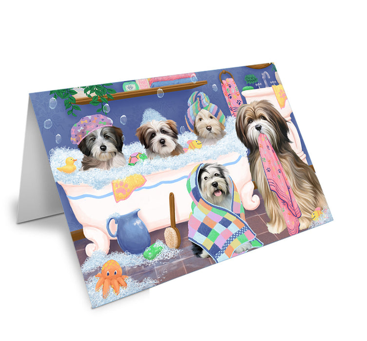 Rub A Dub Dogs In A Tub Tibetan Terriers Dog Handmade Artwork Assorted Pets Greeting Cards and Note Cards with Envelopes for All Occasions and Holiday Seasons GCD75002