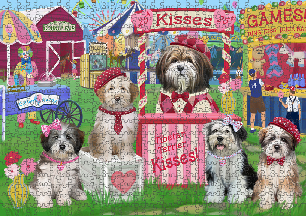 Carnival Kissing Booth Tibetan Terriers Dog Puzzle with Photo Tin PUZL92380